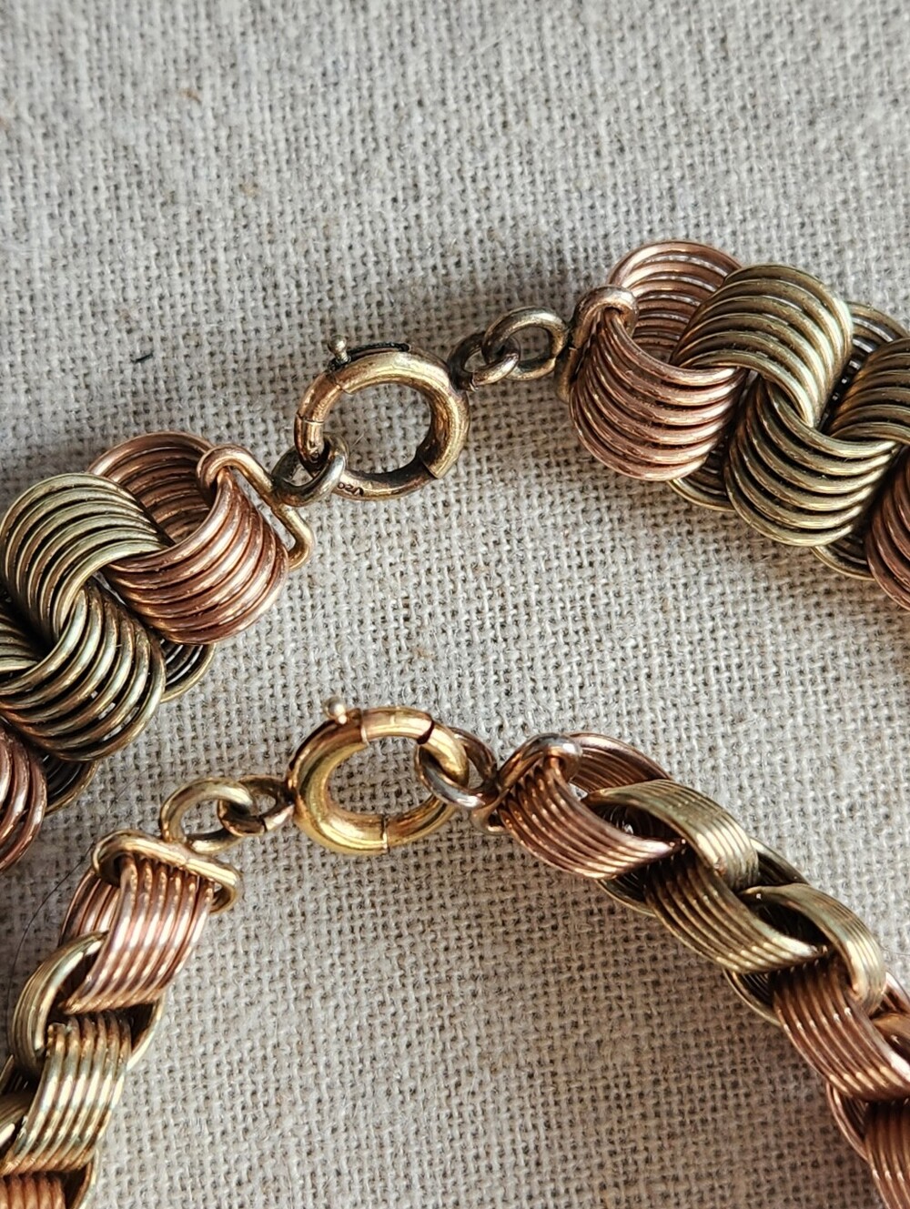 Vintage Chunky Gold Filled Link Necklace and Bracelet Rose Gold, Bronze 1/20 12K - Picture 3 of 16